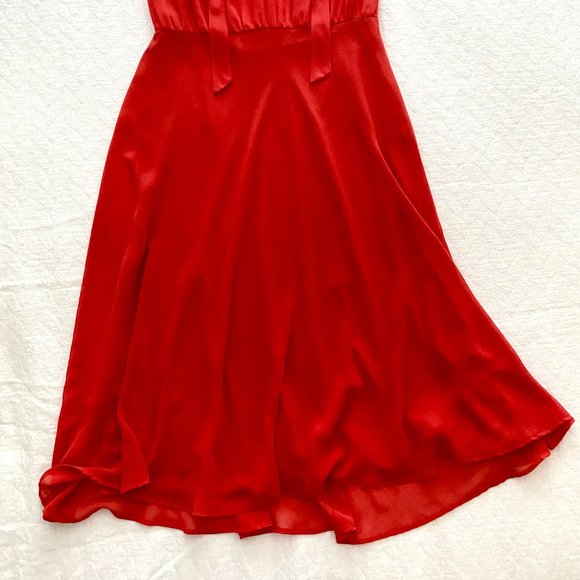 Ann Taylor Chiffon Georgette Orange Midi Dress Size 4 - Picture 2 of 16